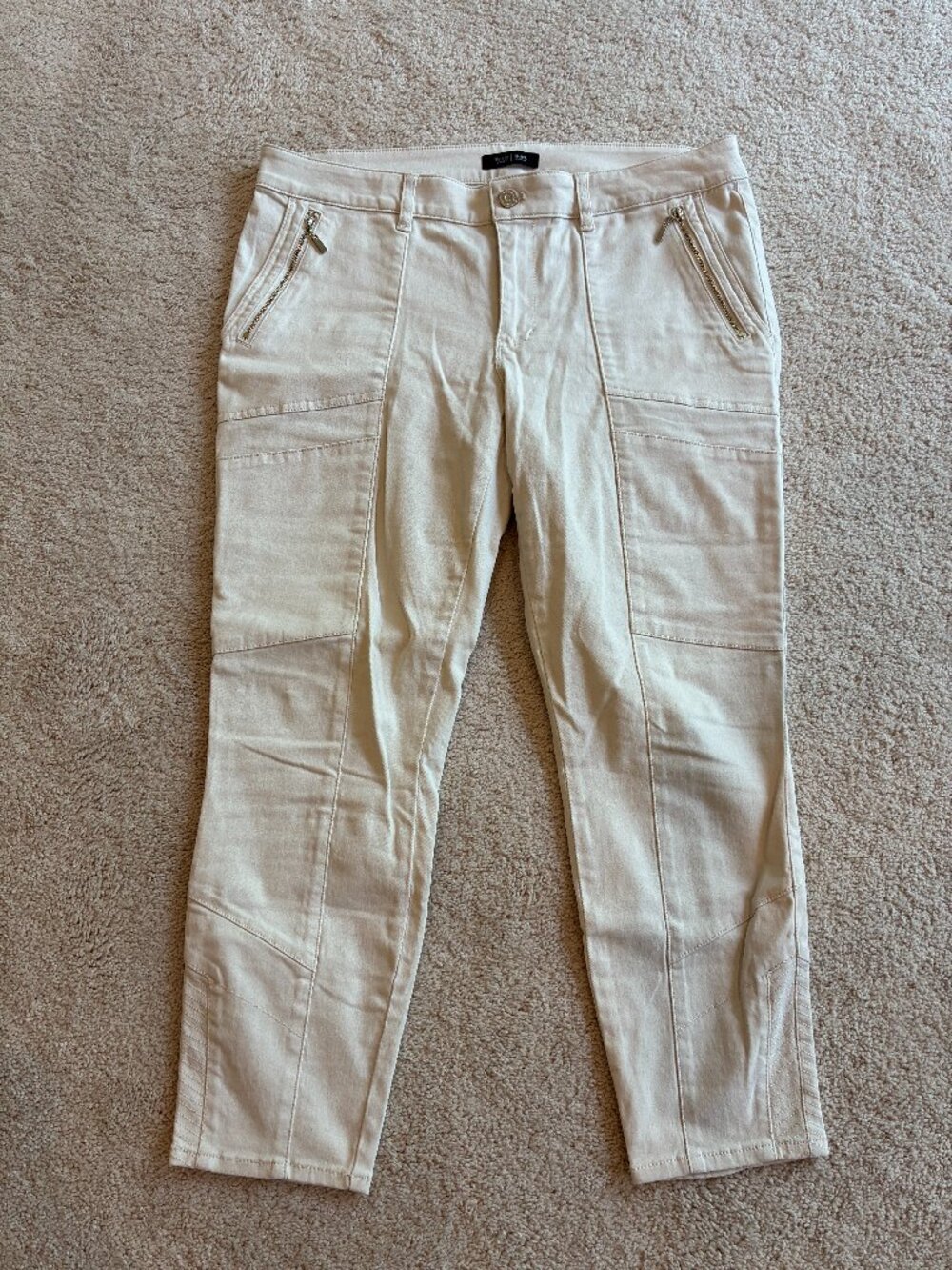 White House Black Market Cream Skinny Crop Ankle Pants Jeans